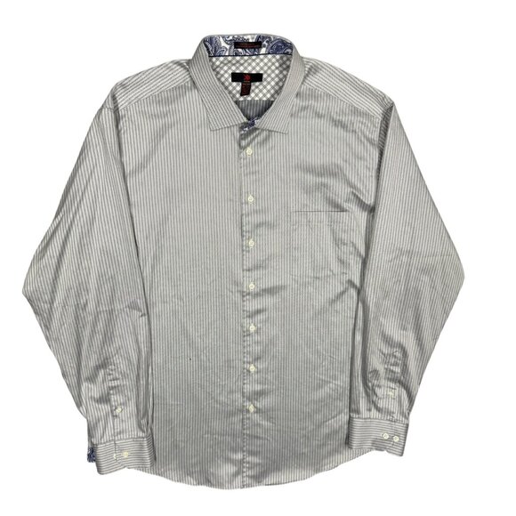 Egara Dress Shirt Non-Iron Slim Fit Long Sleeve Paisley Cuffs Striped 3XLT - Picture 1 of 7